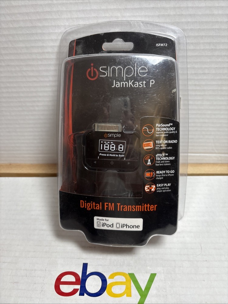 iSimple JamKast iP ISFM72 Digital FM Transmitter iPod  / iPhone USB Charger
