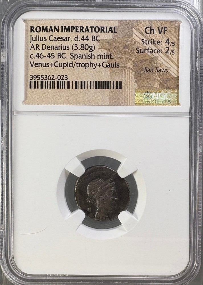The Caesarians - Julius Caesar, Late 46-early 45 BC - AR Denarius - NGC CHVF