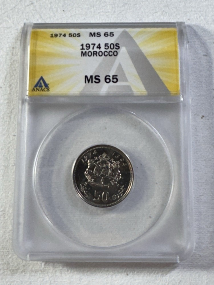 1974 Morocco 50 Santimat Graded MS 65 by ANACS