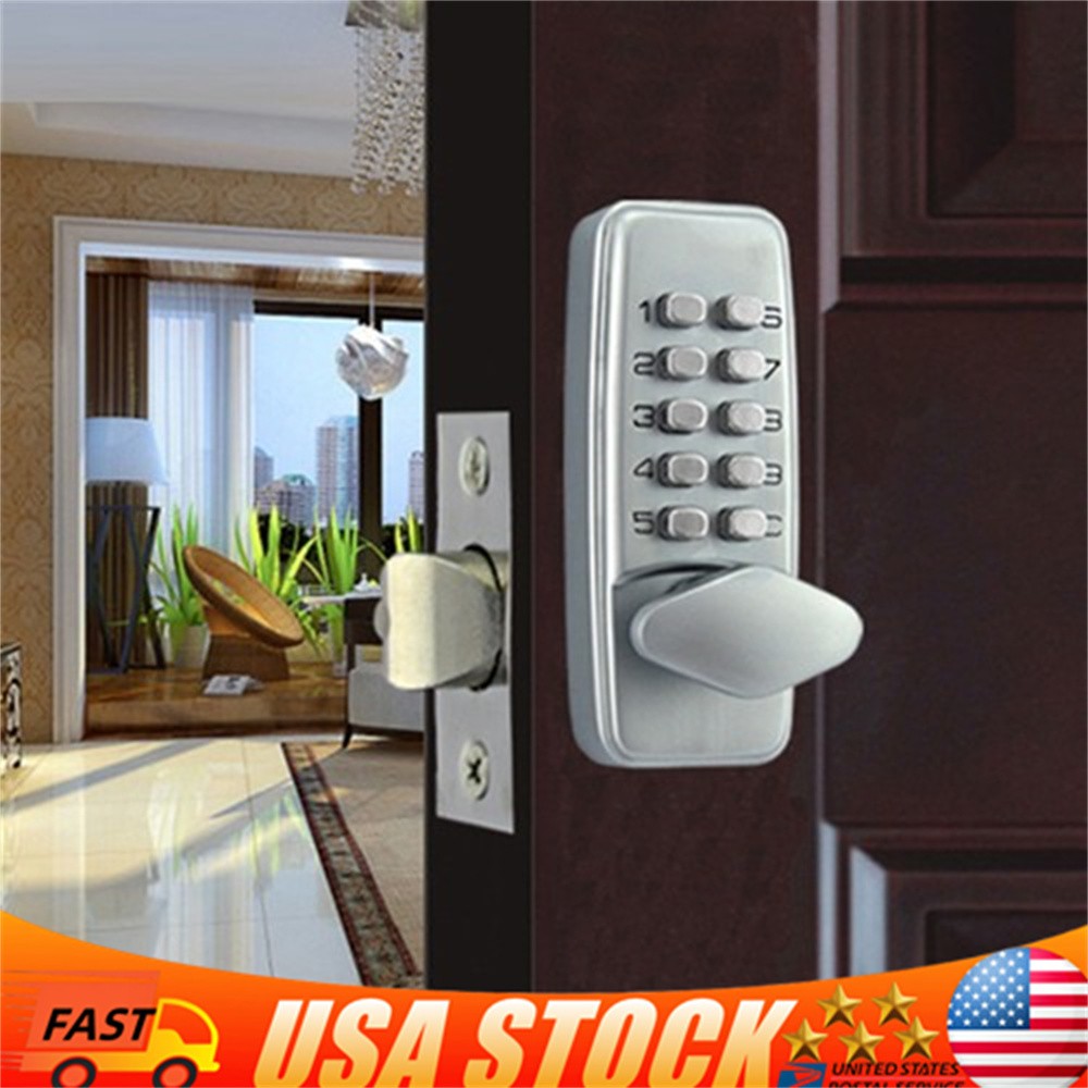 Mechanical Door Lock Keyless Knob Keypad Digital Code Password Entry Combination