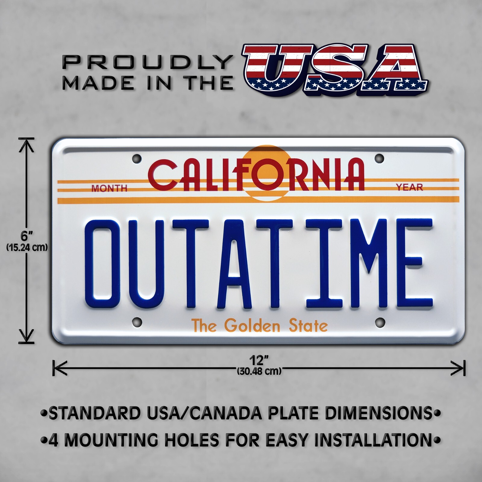 Back to the Future | Delorean | OUTATIME | STAMPED Replica Prop License Plate