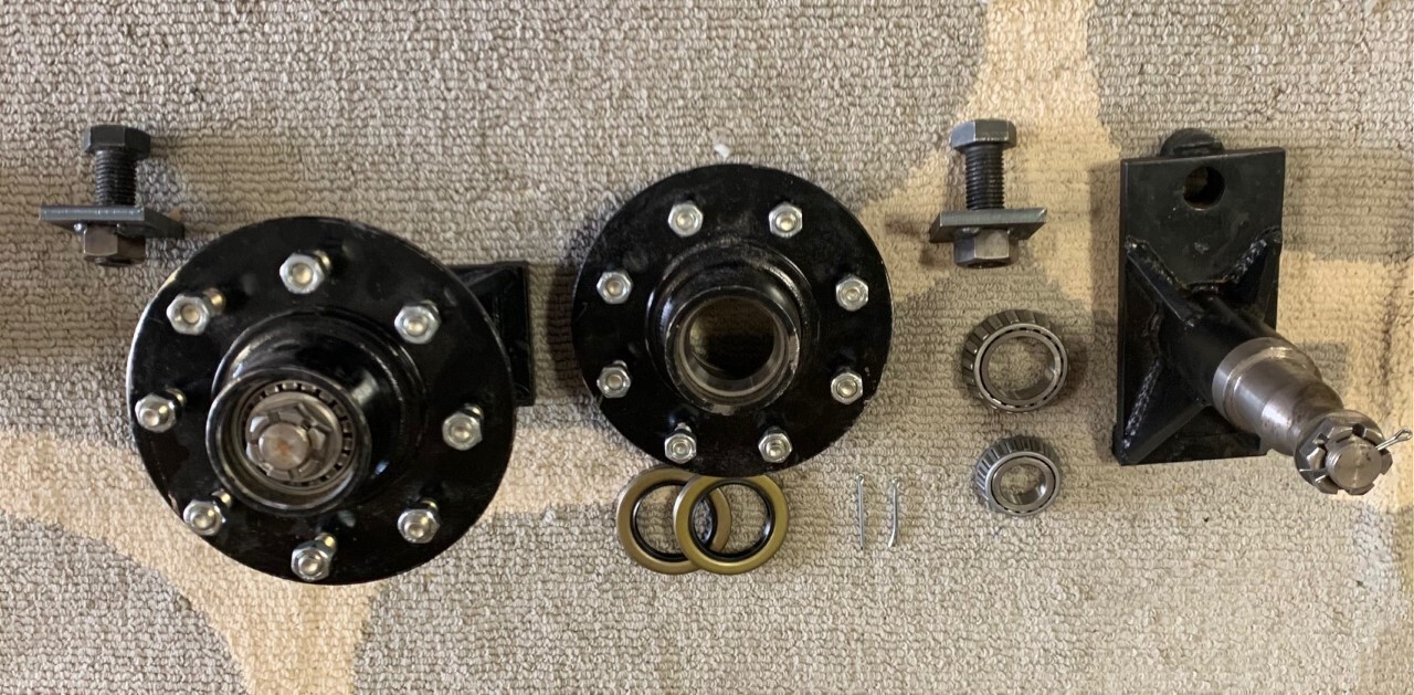 8 x 6.5 Lug 8000LB Shipping Container Wheels, Bolt-on Spindle Kit NEW