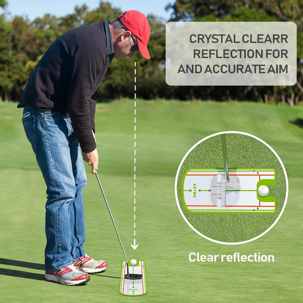 Golf Putting Alignment Mirror, 12L x 6W, Portable, Training, Aid, Practice, Tool