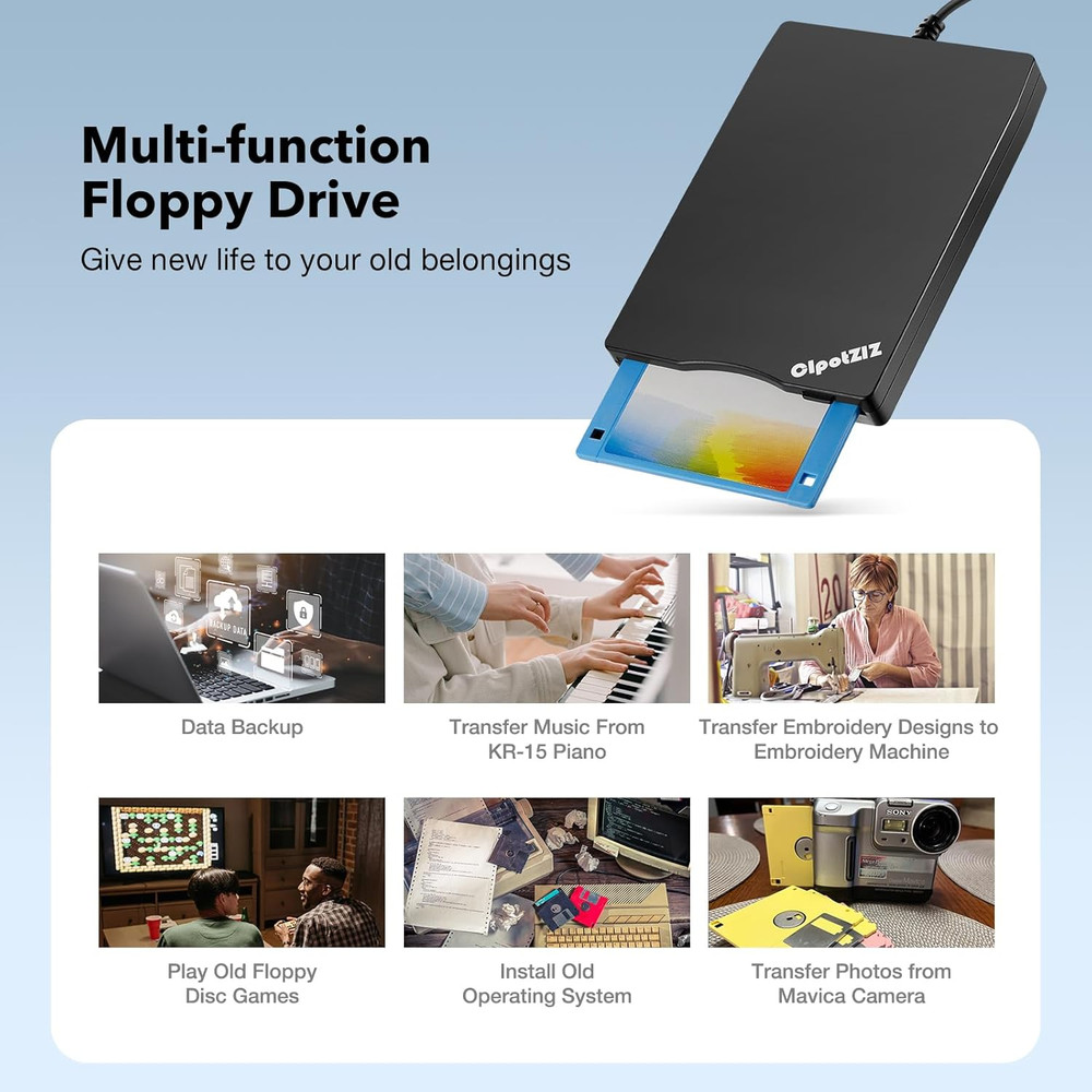Floppy Disk Reader 3.5 Inch External USB A&C Floppy Disc Drive 3 1/2 Floppy Disk