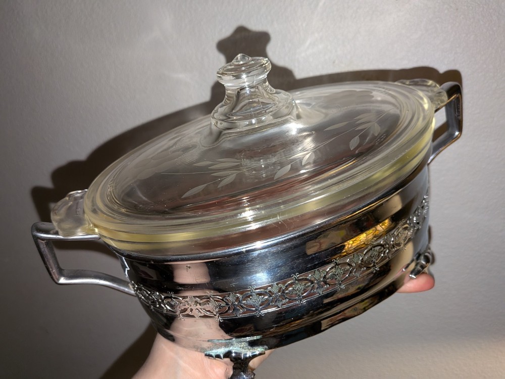 Vintage Pyrex 1926 - 1939 Silverplate Casserole Bowl Dish 032-OR-632-B Early!
