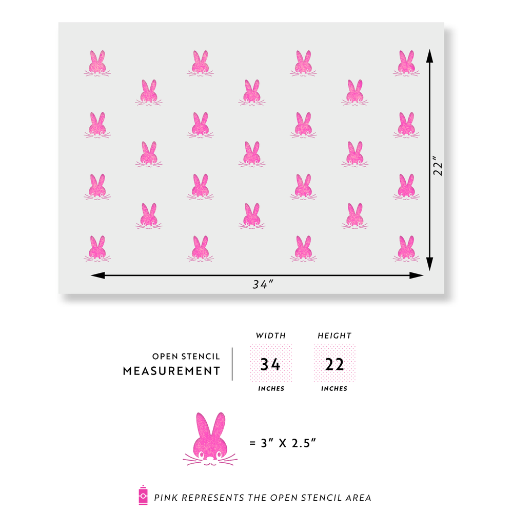 Bunny Pattern Wall Stencil - Durable & Reusable Mylar Stencils