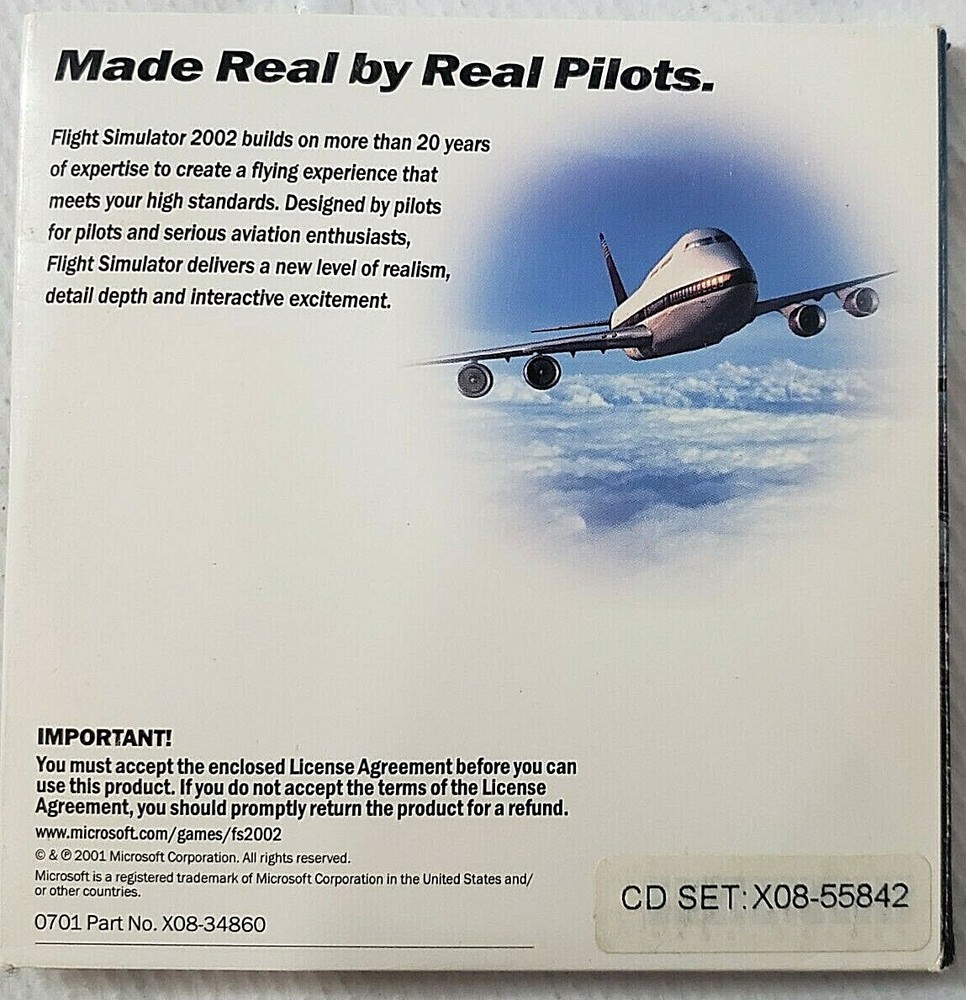VINTAGE Microsoft Flight Simulator 2002 As Real As It Gets ~ 3 Disk Set