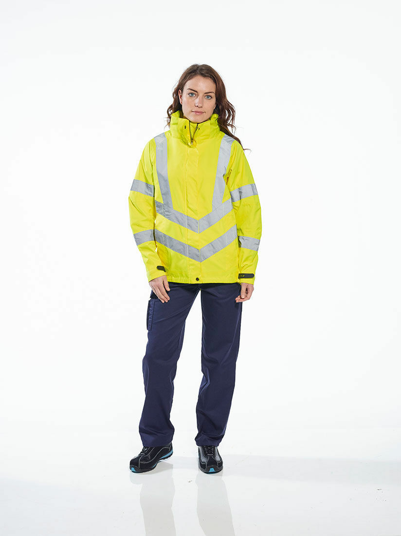 Portwest LW70 Ladies Breathable Safety Work Rain Jacket in Reflective HiVis ANSI