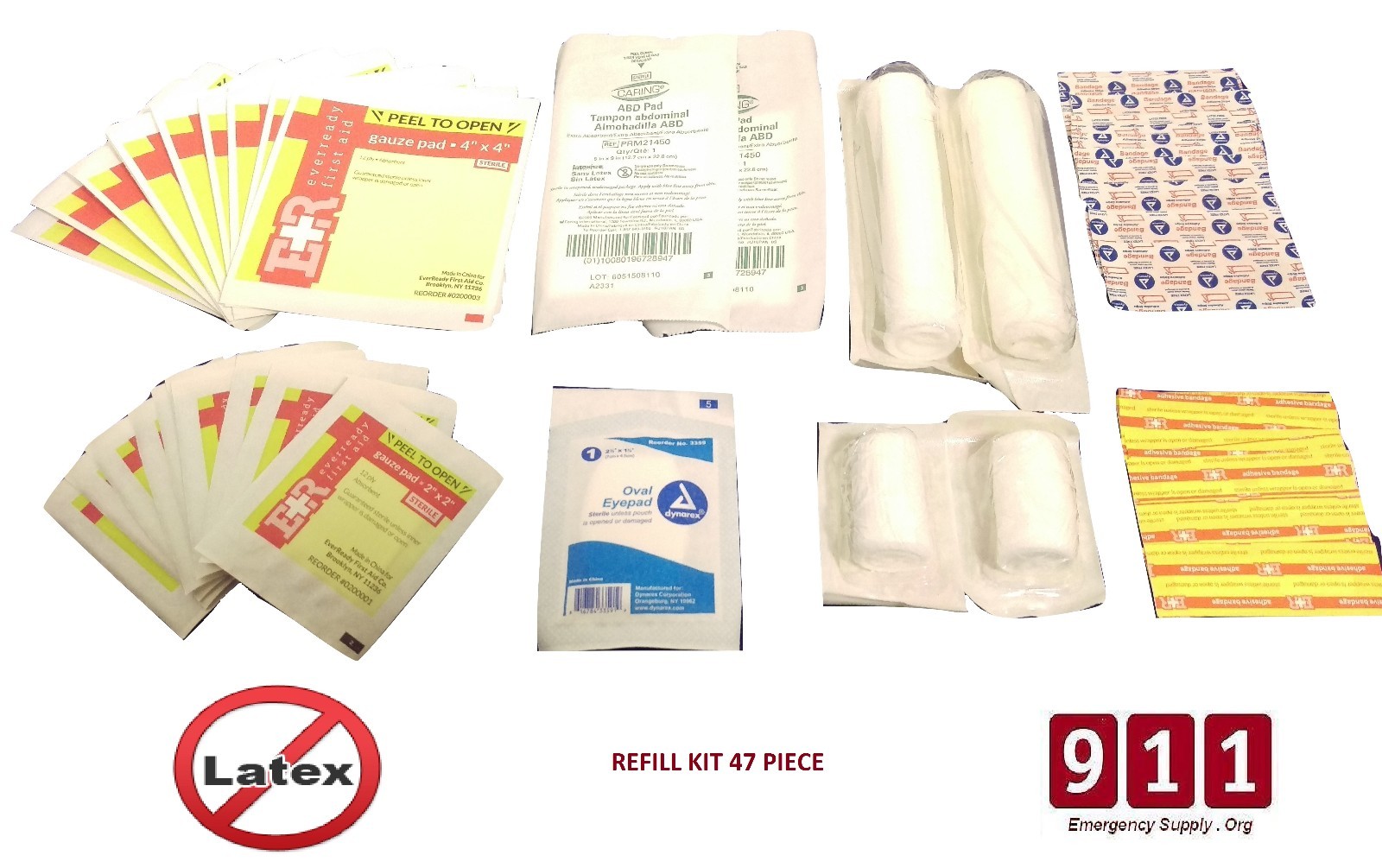 911 Emergency Trauma Bag Refill Kit Contents Fully Stocked Filled First 47 Piece