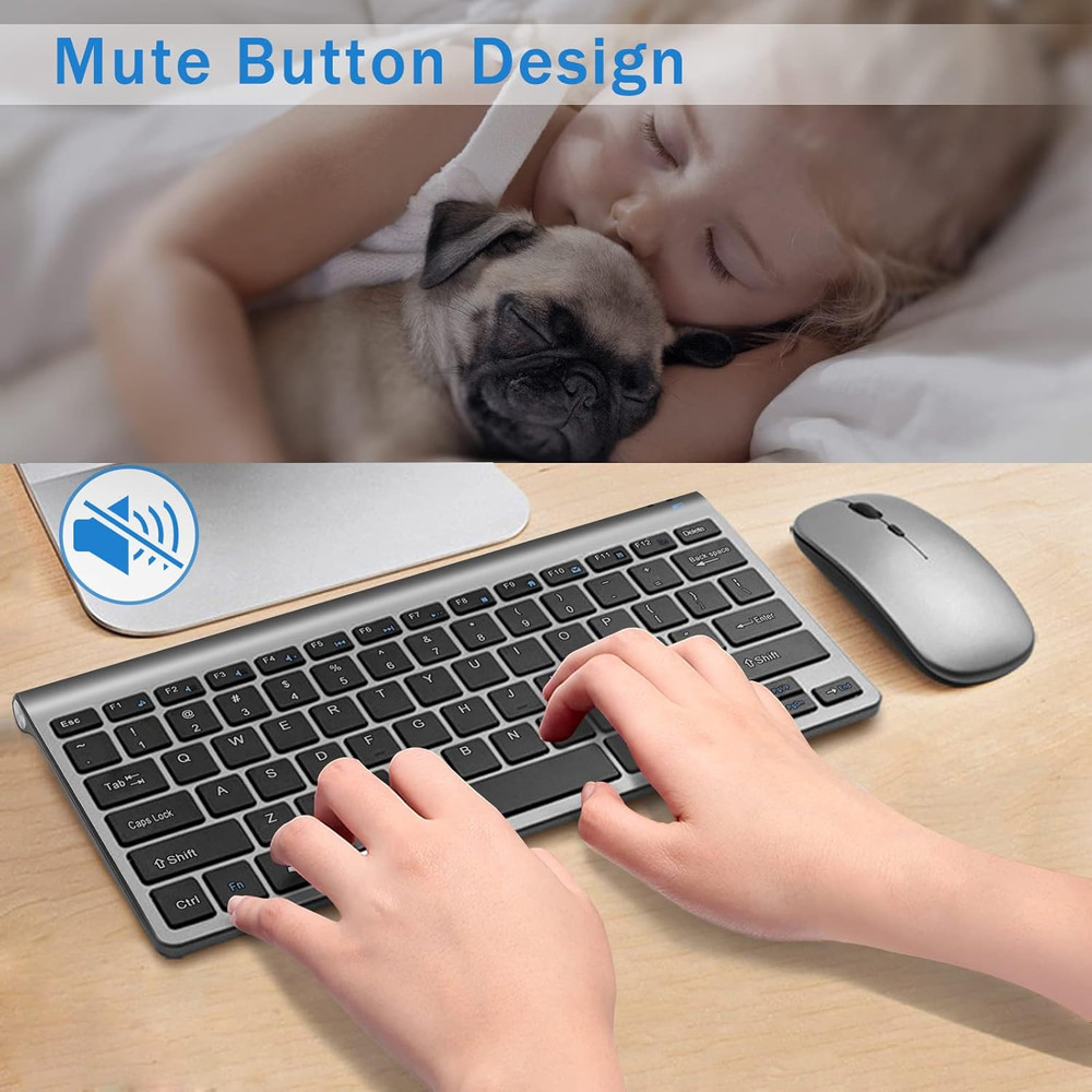 Wireless Keyboard and Mouse Combo, Compact Quiet Wireless Keyboard and Mouse Set