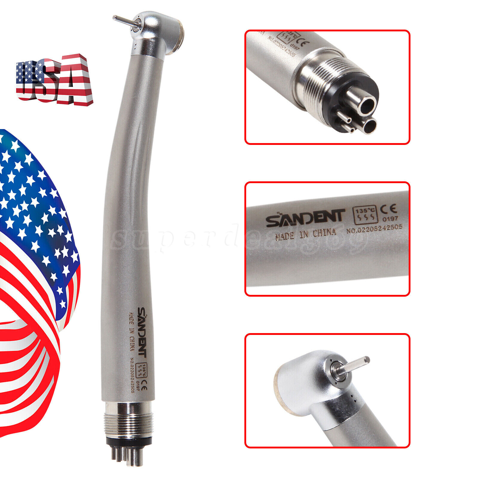 10* Dental High Speed Handpiece with LED/without LED Type Air Turbine 4 Holes