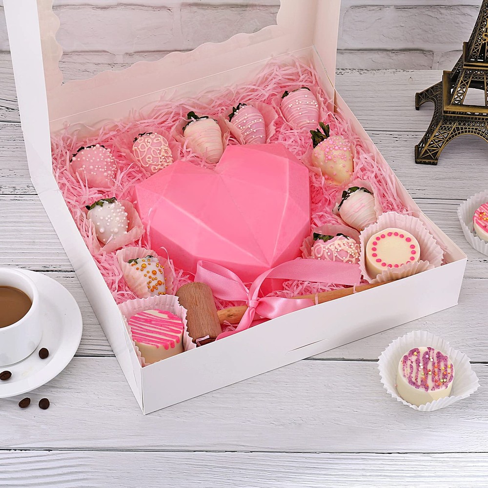 20-Pack Pie Boxes 12" x 12" x 2.5" Bakery Boxes with Window White Cookie Boxe...