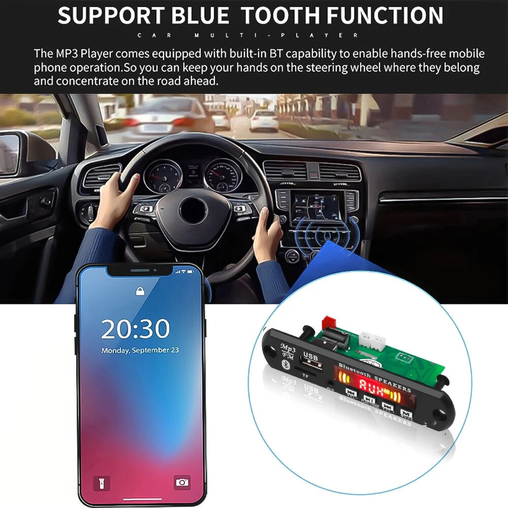 Bluetooth 5.0 2x25W Amplifier MP3 Decoder Board Car Radio Module Music Player
