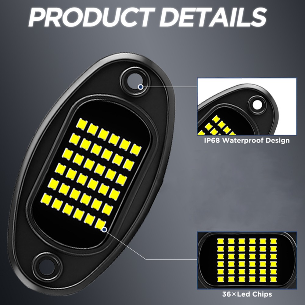 8 x Pure White LED Rock Lights Underbody Glow Lamp for Offroad SUV Pickup Truck