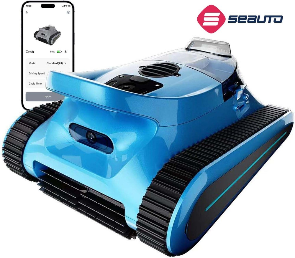 Seauto Cordless Pool Robot Cleaner Wall Climbing, Sonar Navigation /App Support