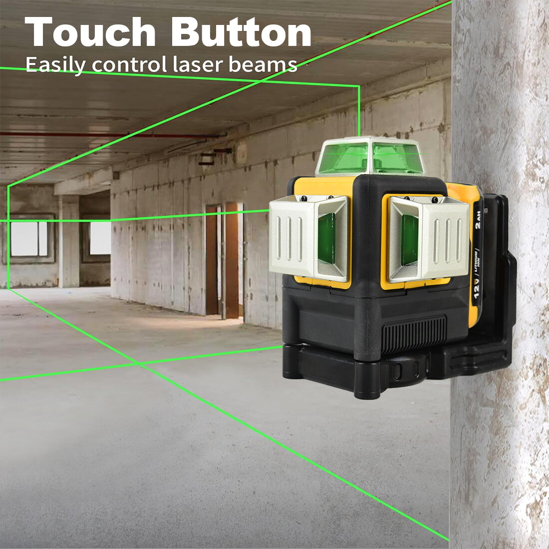 Laser Level for Dewalt 12V 3 Sides*360° Vertical 12 Lines Horizontal Green Light
