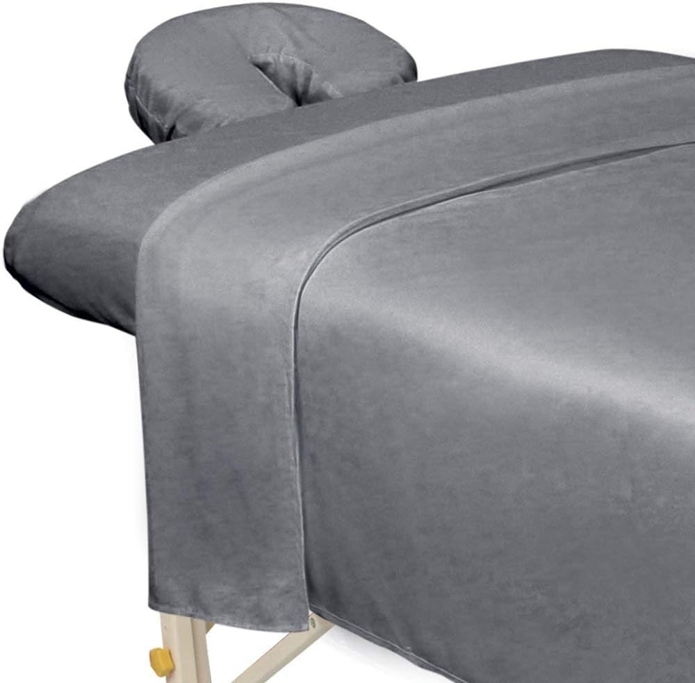 Professional Microfiber Massage Sheet Set - Cool Grey, Elastic for Secure Fit