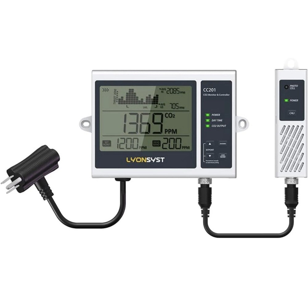 Lyonsyst CC201 CO2 Monitor and Controller with 15ft Remote Sensor