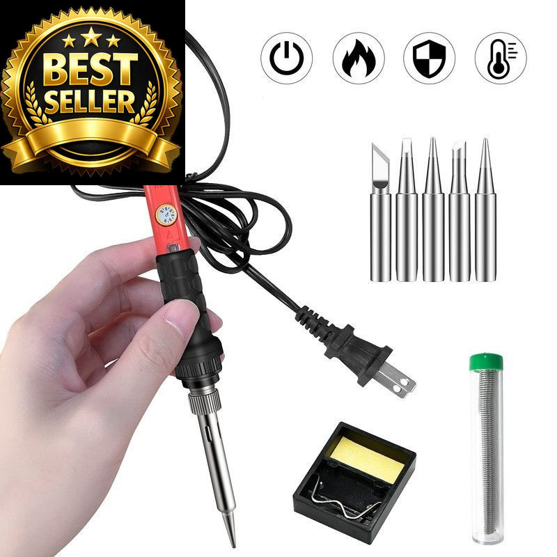 Soldering Kit, 60W Iron, 110V Welding Kit with Ceramic 9-in-1 Basic