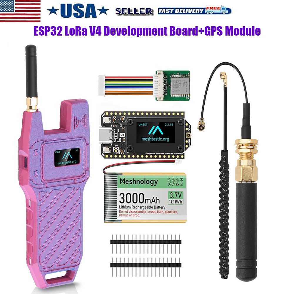 ESP32 LoRa V4 OLED Dev Board+ 915MHz Antenna + GPS Module + Case for Meshtastic