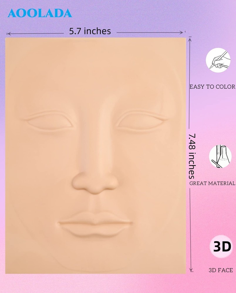 Microblading Practice Skin - 12 Sheets 3D Face Permanent Makeup Tattoo Traini...