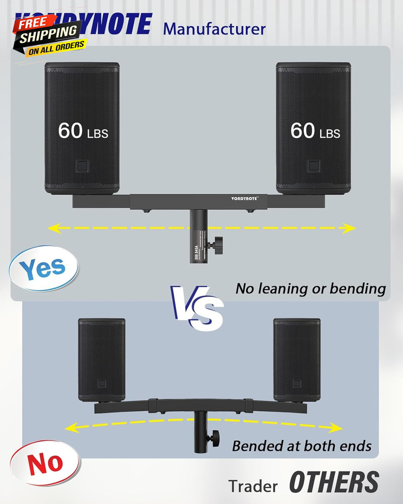 Dual Speaker Mount Bar Mounting Fork Bracket Speaker Pole Width Adjustable 💪
