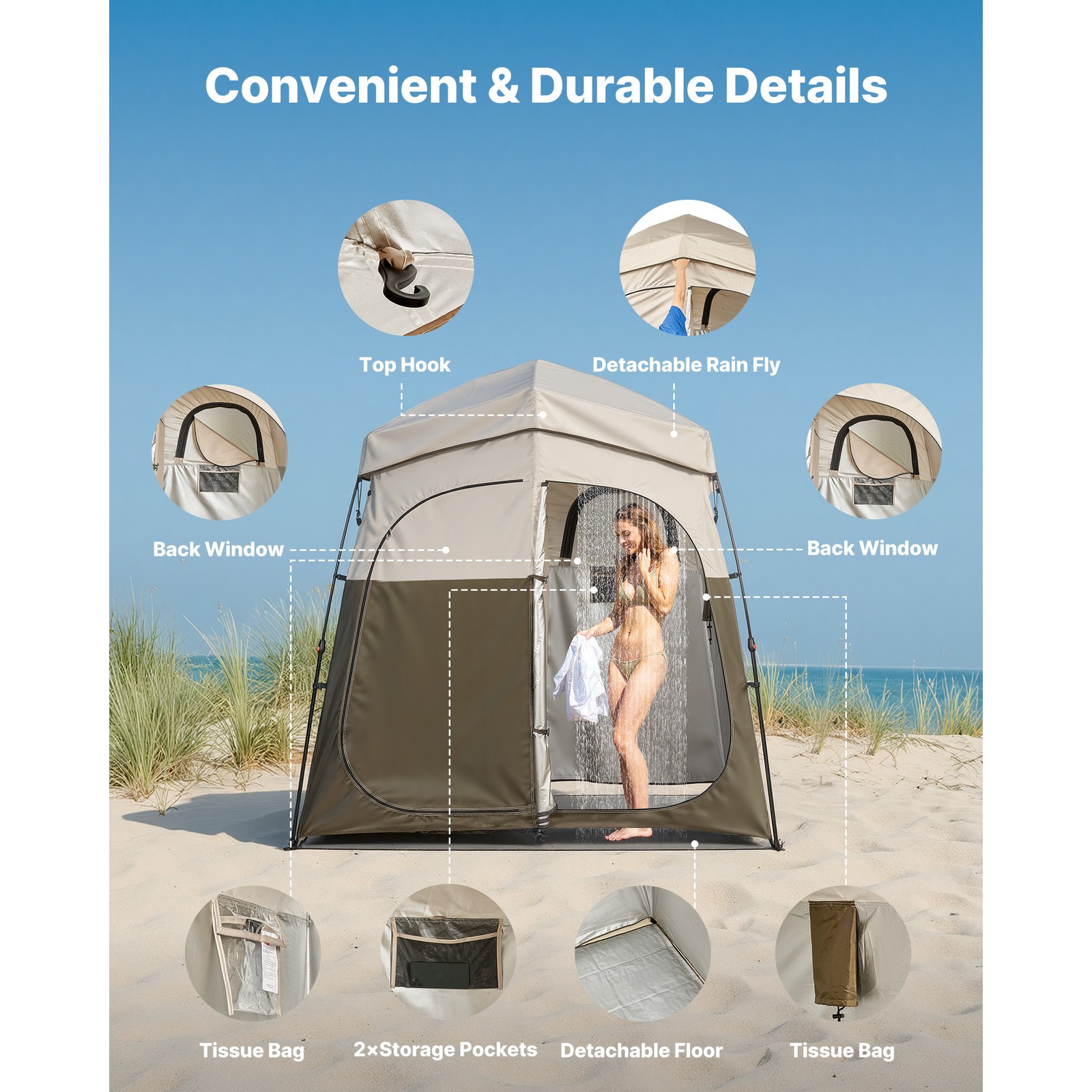 Uimoso Portable Privacy Tent for Camping, Shower, and Changing with Dual Rooms