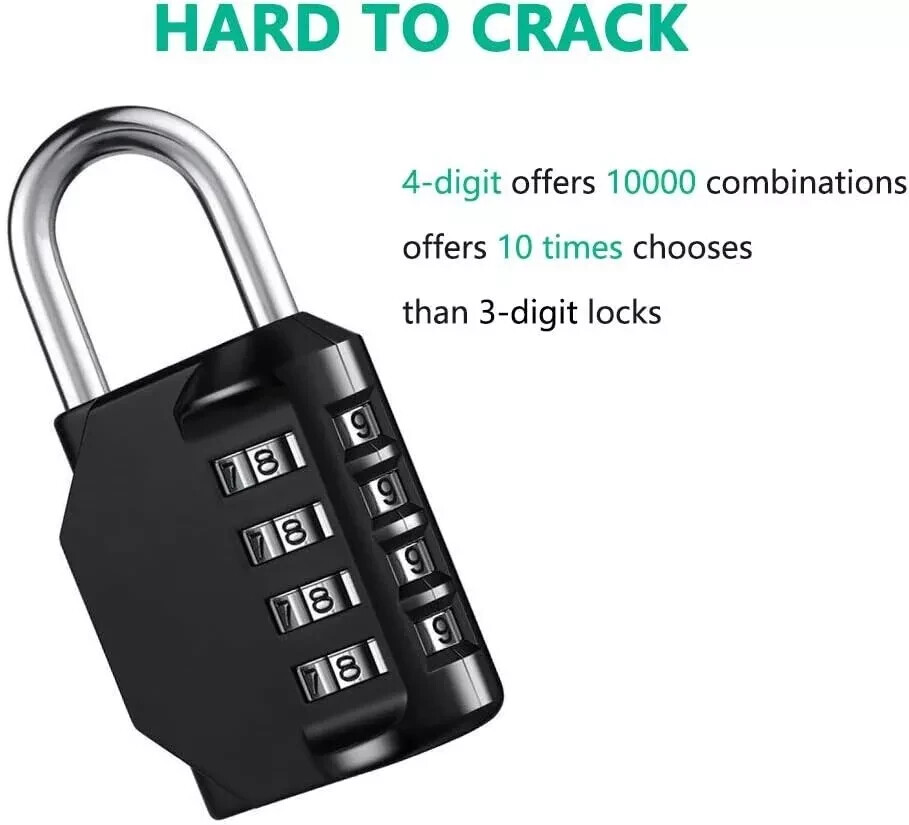 2 Pack 4 Digit Combination Padlock with Keys for School Gym Locker Waterproof