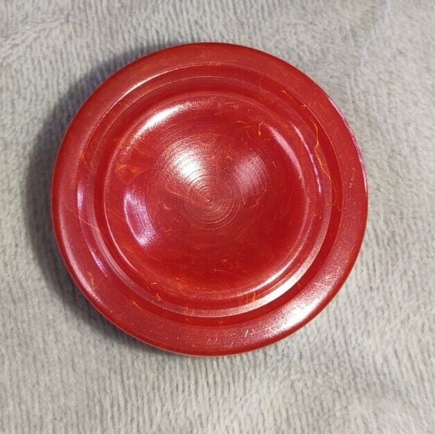 Bakelite Turned Backgammon Chip Cherry Red Swirl 1.22" Replacement 1pc Catalin
