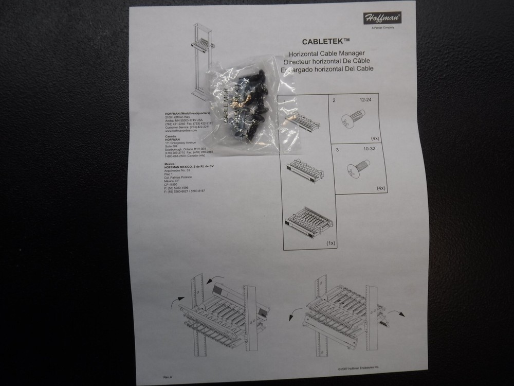 Hoffman DCHS2 Horizontal Cable Manager