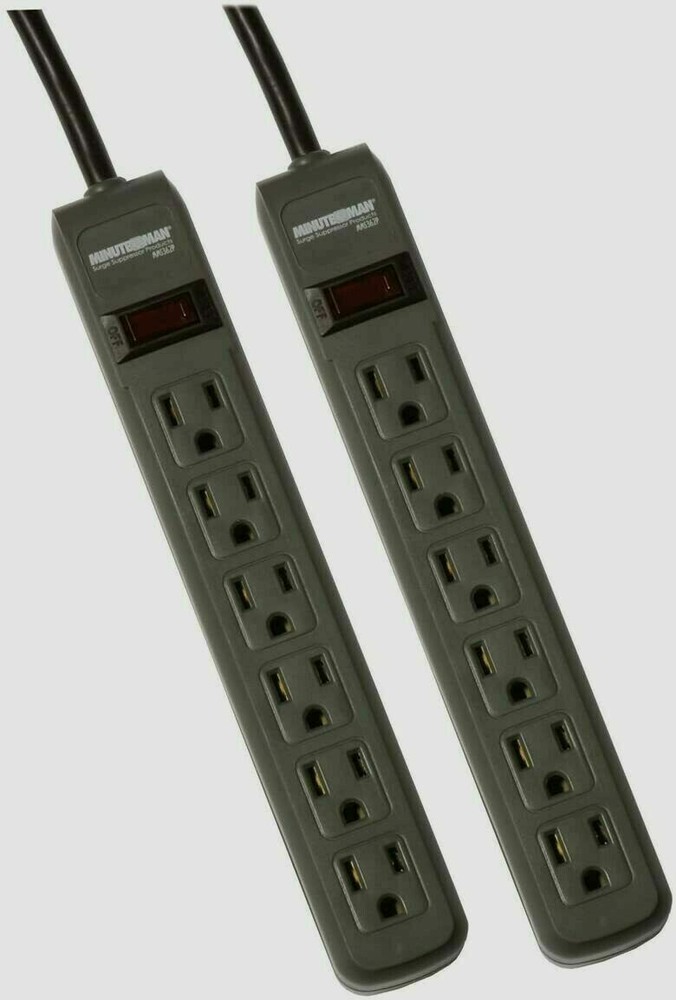 MINUTEMAN 6-OUTLET SURGE SUPPRESSOR PROTECTOR MMS362P 2-PACK