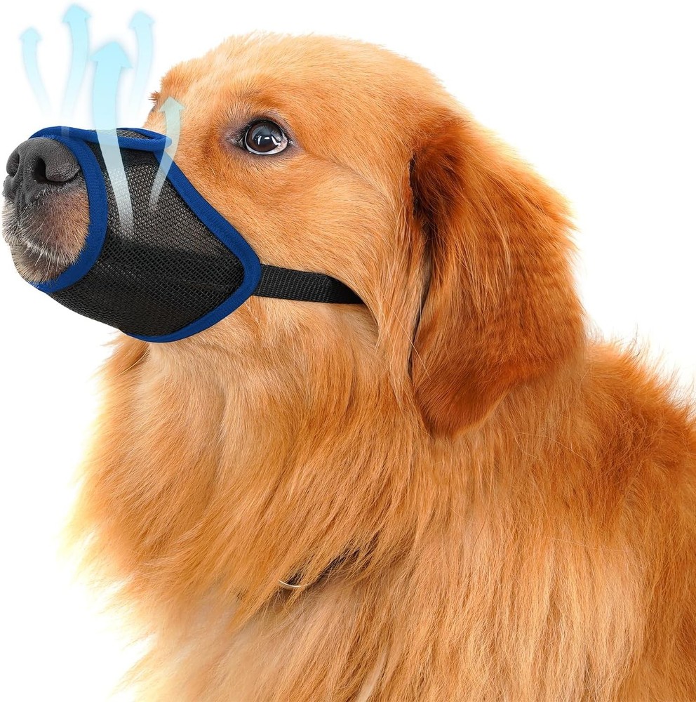 Dog Muzzle Soft Nylon Air Mesh Breathable Drinkable Anti-Bite Adjustable