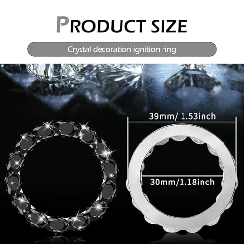 Car Bling Push Start Button Cover, Crystal Rhinestone Engine Start Stop Ring