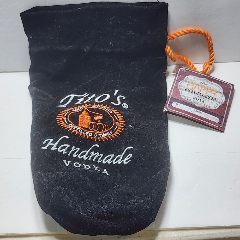 Tito's Handmade Vodka Black Velour Drawstring Bag 2014