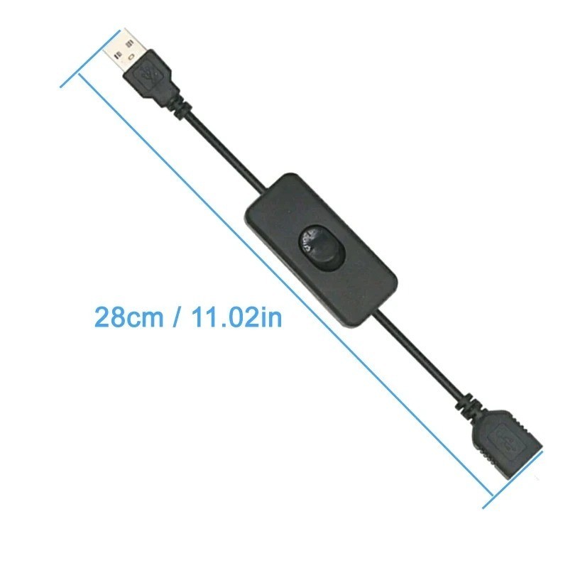 USB Cable with On Off Switch 30cm for Power and Data Transmission 2PCS