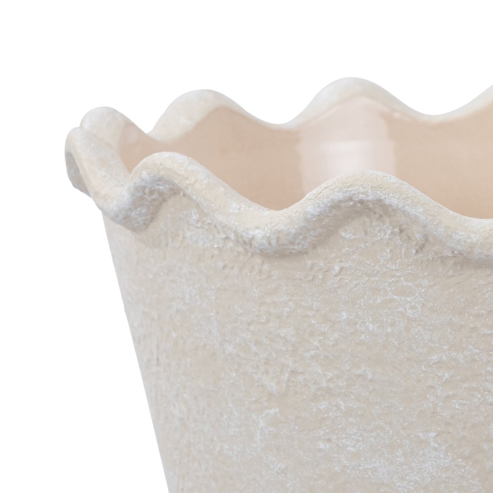 Wave Ceramic Planter Pot Cream 8 inch