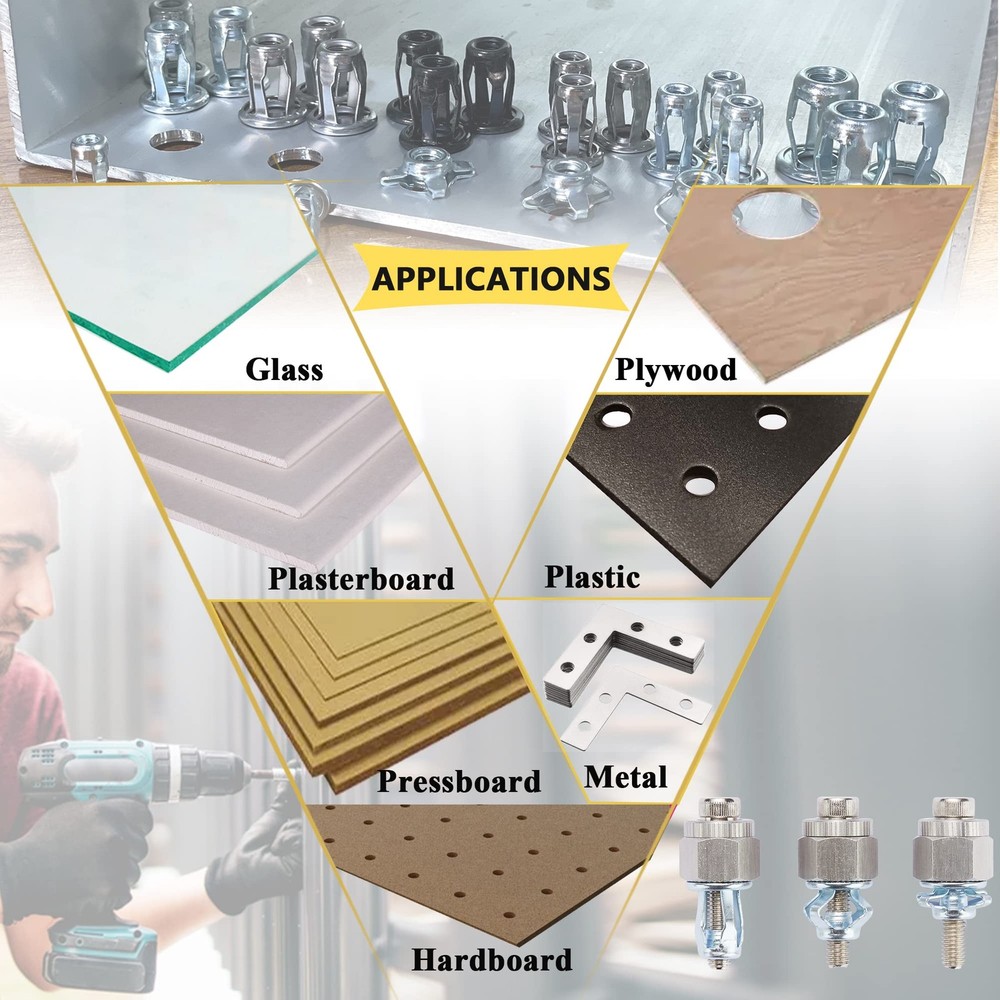 12 Pcs M8 Jack Nut Threaded Insert Petal Nuts Nutserts Jacknut Srew Anchor Sp...