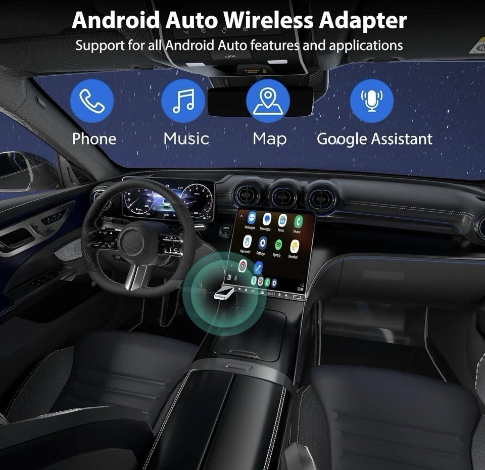 Android Auto Wireless Adapter, Convert Factory Wired to Wireless, Plug and Play
