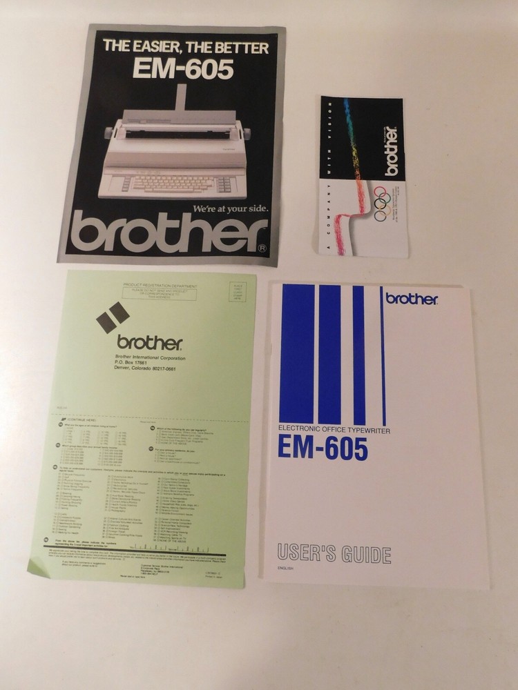 Brother EM-605 Typewriter User Guide 1989 - Excellent