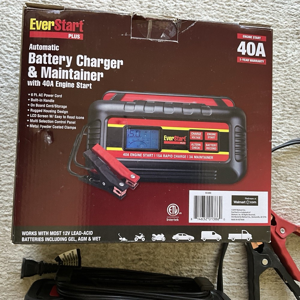 EverStart Maxx 40A Engine Start 15A Rapid Charger 3A Maintainer - Tested *Good*