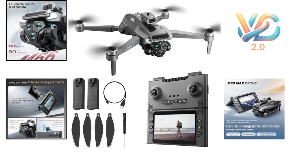 Black Foldable Drone with 1080P Camera 2 Batteries Obstacle Avoidance