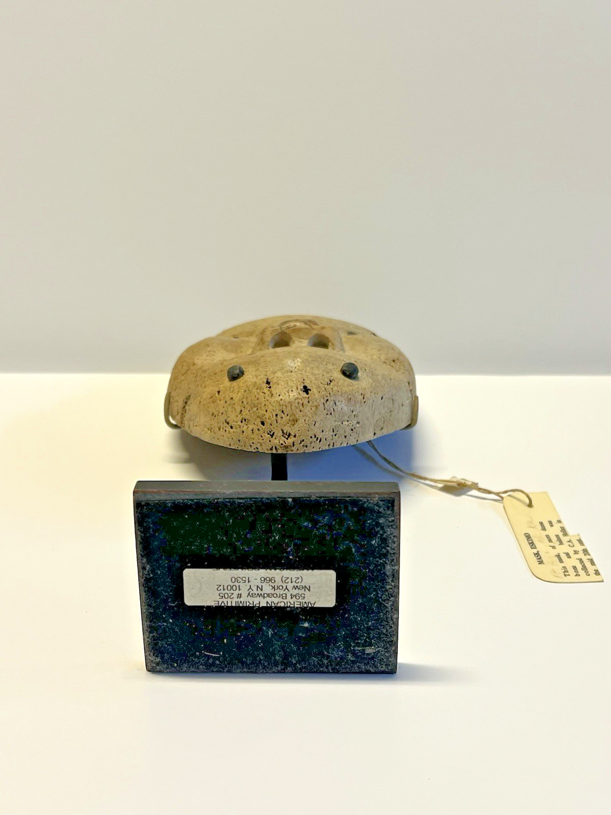 Antique Carved Inuit Eskimo Fetish Face Mask; With Stand