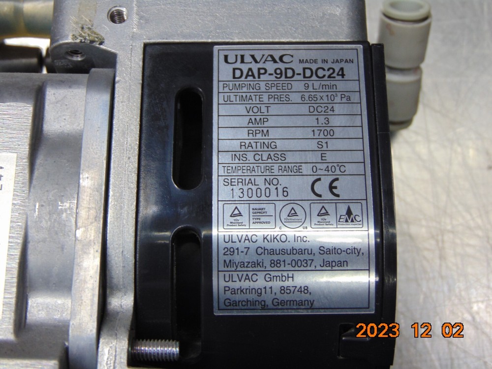 ULVAC KIKO DAP-9D-DC24 VACUUM PUMP