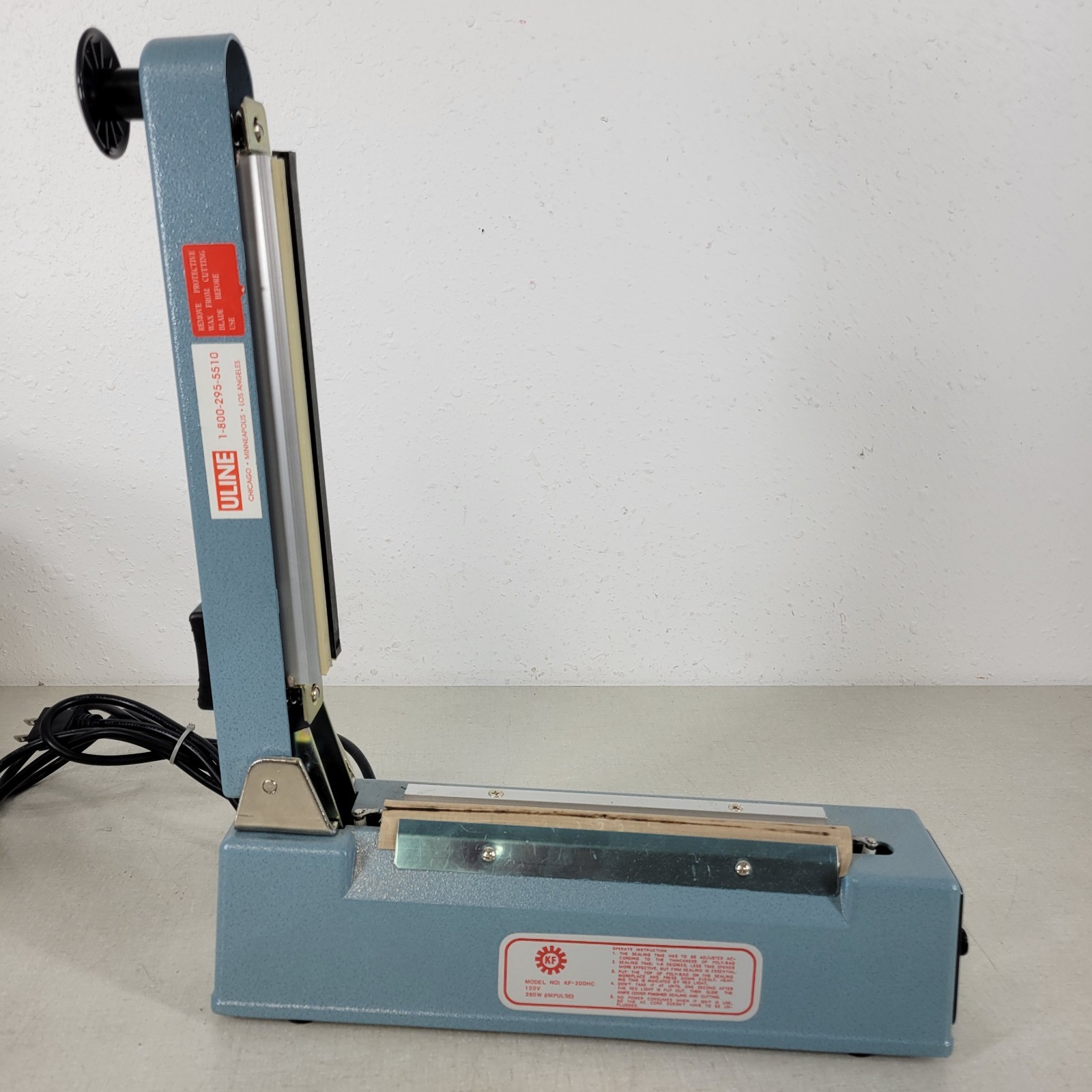 ULine Impulse Sealer KF- 200HC Poly-Bag Sealer with 8" Long Bag Cutter 120V
