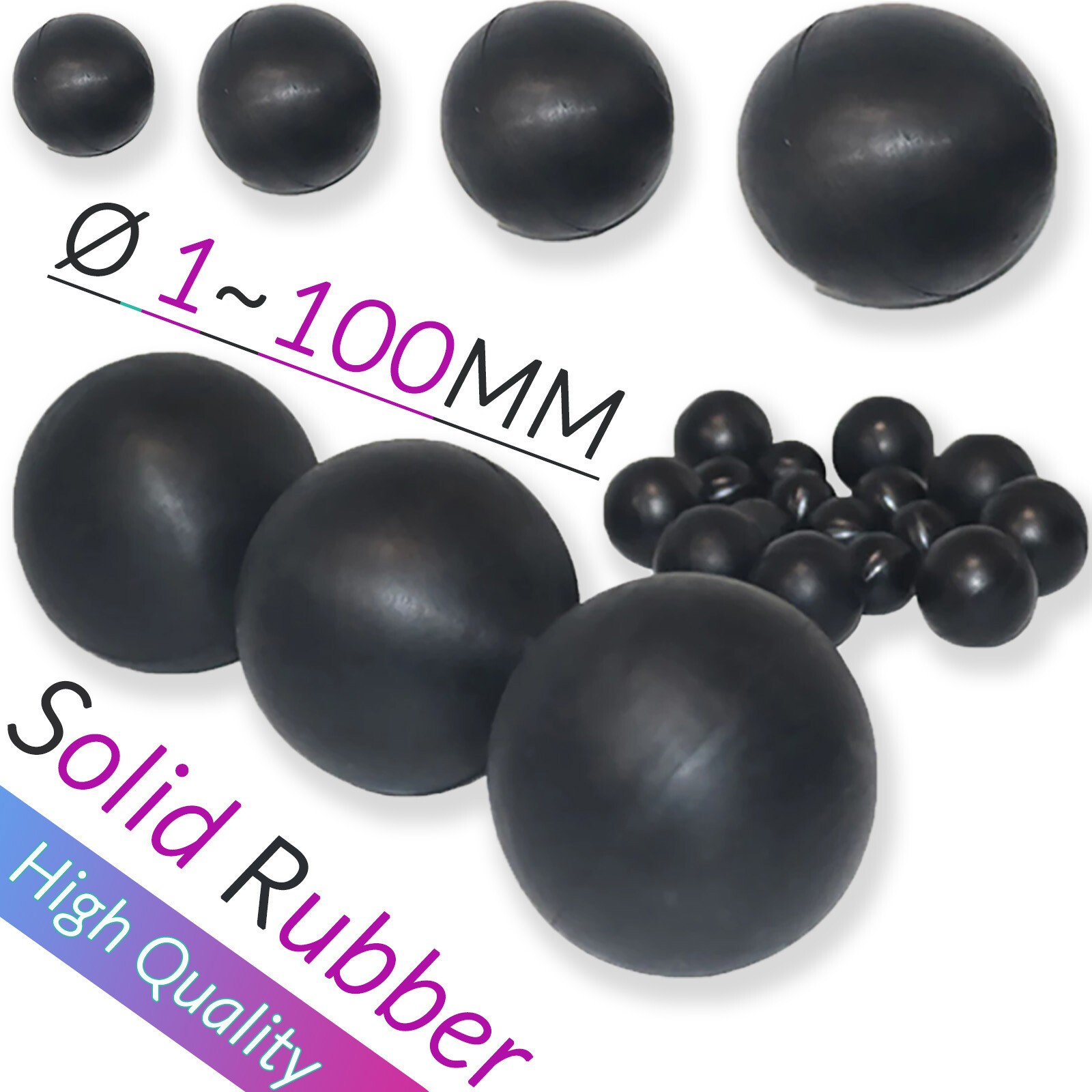 Nitrile Rubber Balls 2mm 2.5mm ~ 100mm Black Round Solid Rubber Ball Bouncy Ball