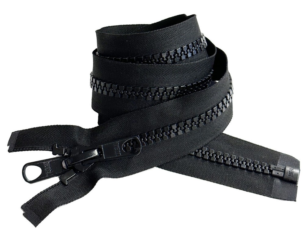 IDEAL #10 4" - 36" Plastic Marine Zippers Separating Double Long Pull-Tab Black