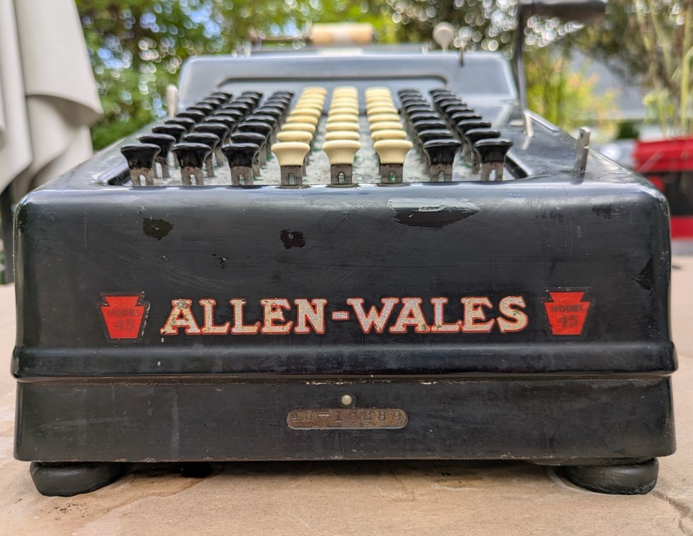 Antique Allen-Wales Model 45 Adding Machine Untested Vintage