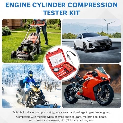 9pcs Engine Compression Tester Kit - 0-300PSI Spark Plug & Small Engine Tools