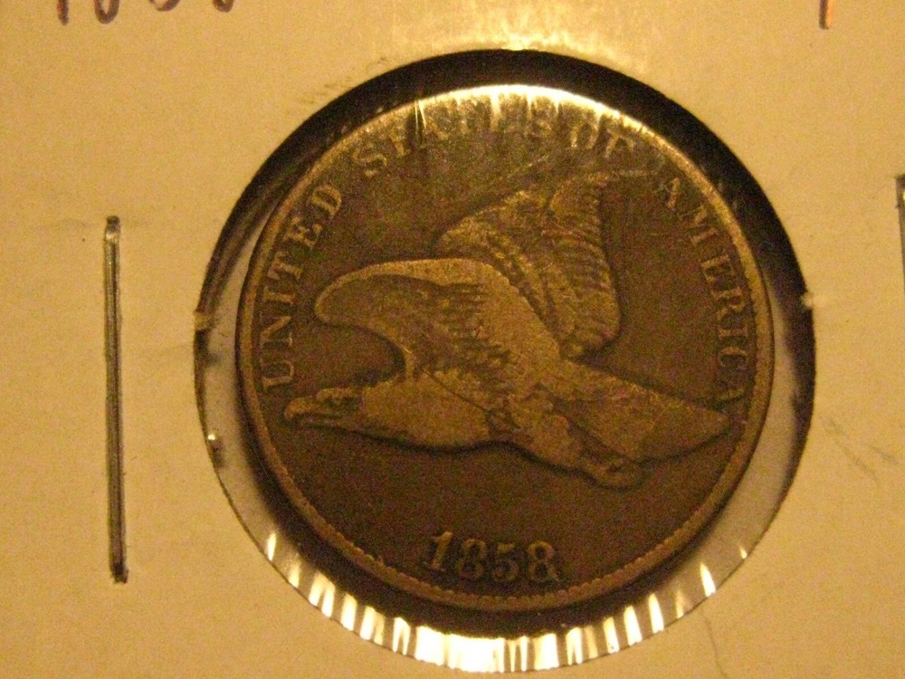 1858- Flying Eagle LL Cent  / Fine