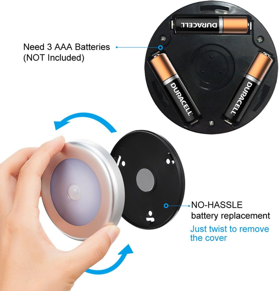 Upgraded 3.15” Motion Sensor Light, Cordless Battery-Powered LED Night Light, St